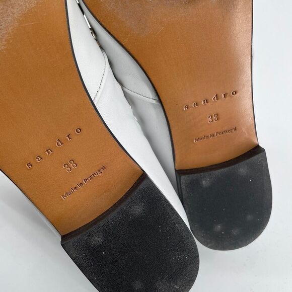 NEW Sandro Bary Studded Leather Loafers white 8 white - Picture 13 of 14